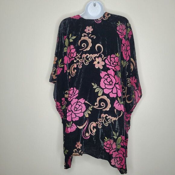velvet burnout moody floral open front kimono whimsy witchy cover up - Picture 3 of 9